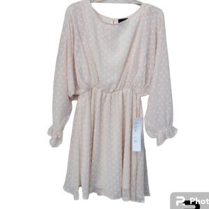 Lumiere Swiss dot cream dress sz L NWT